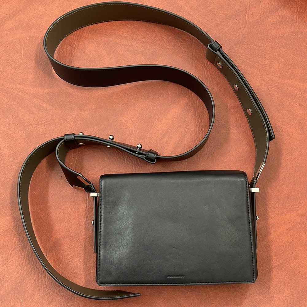 All Saints Versailles Black Leather Crossbody Bag
